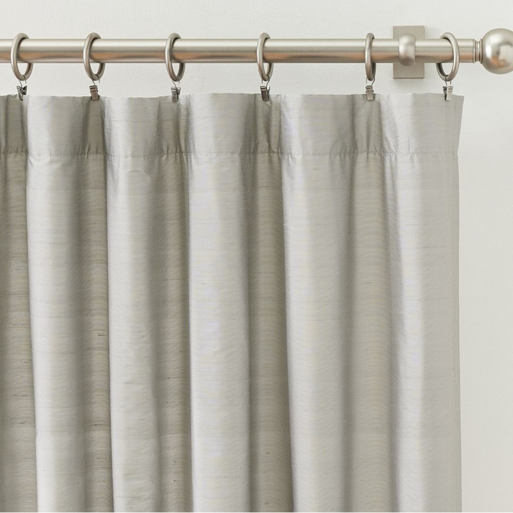 Pottery Barn Dupioni Silk Curtain in Platinum 104 x 84 inches long NWT